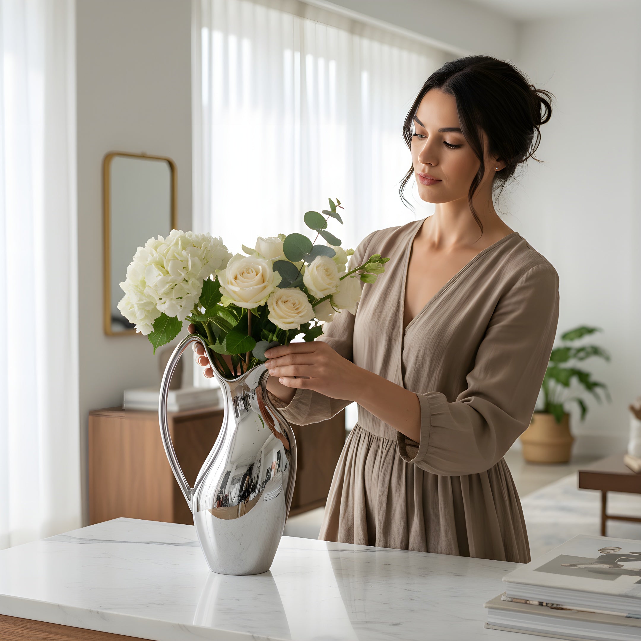 Vase Céramique Sculptural - Éclat Argent