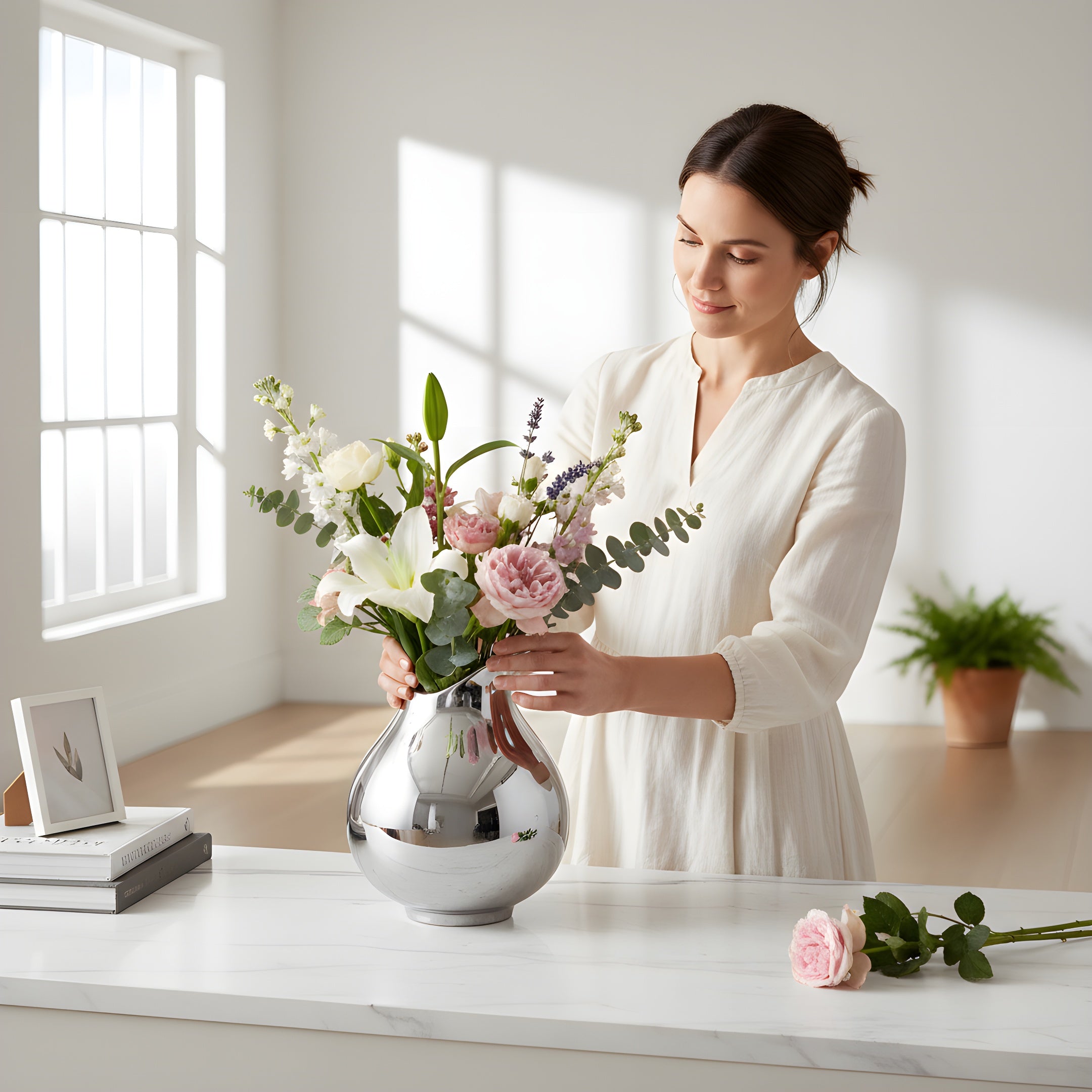 Vase Céramique Sculptural - Éclat Argent