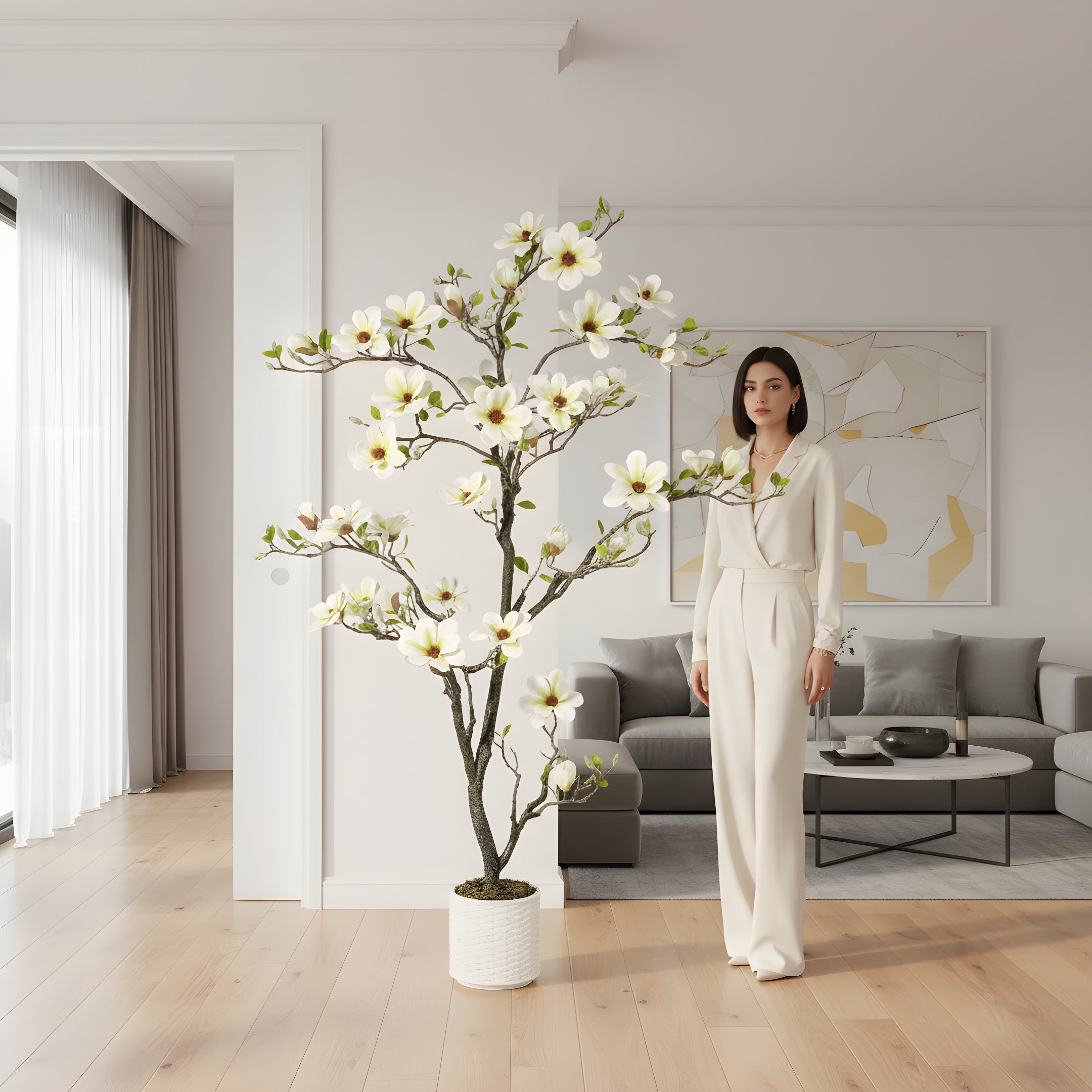Magnolia Artificiel Éternel - Arbre à Fleurs Élégantes
