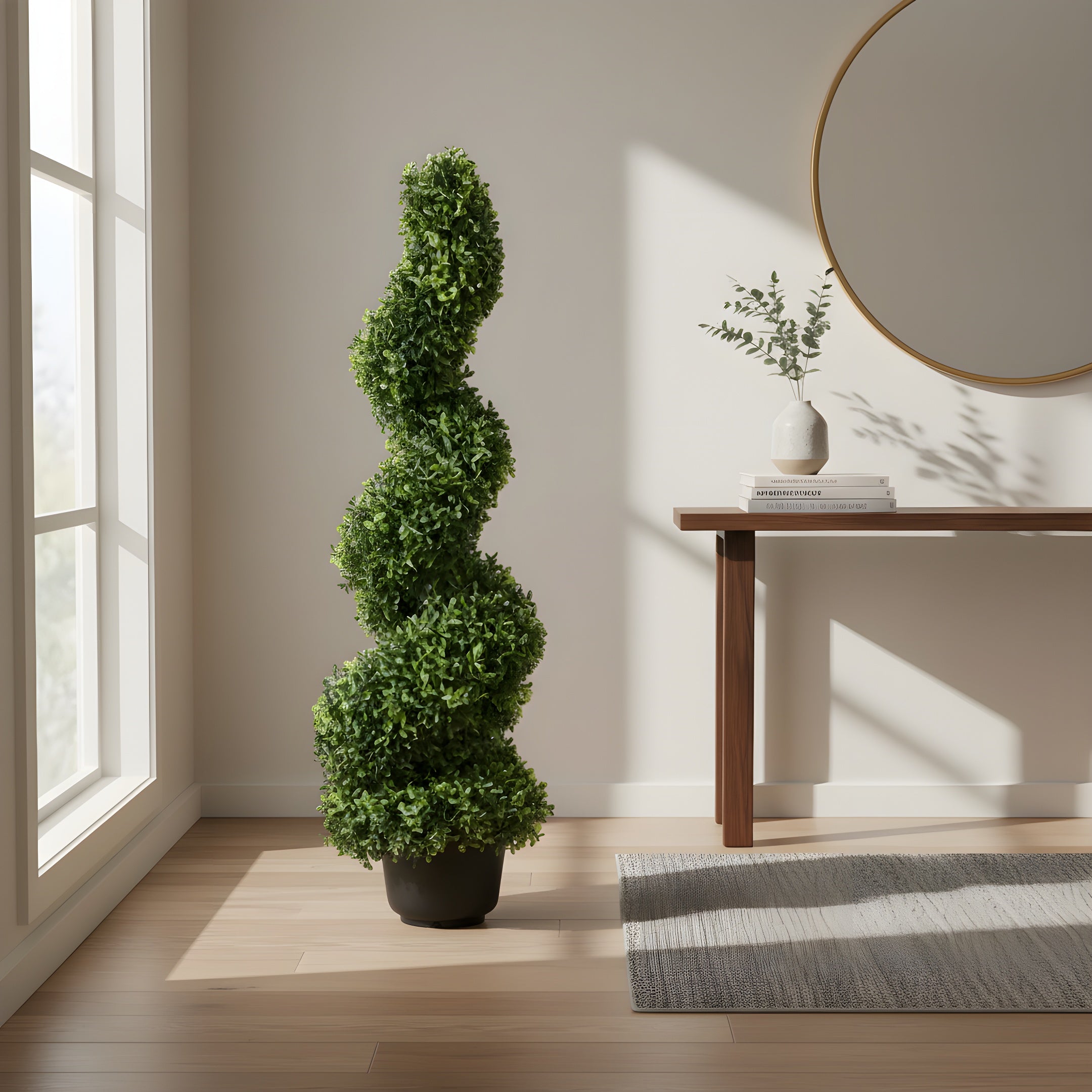 Topiaire Éternelle en Spirale - Duo de Buis Sculptural 122 cm