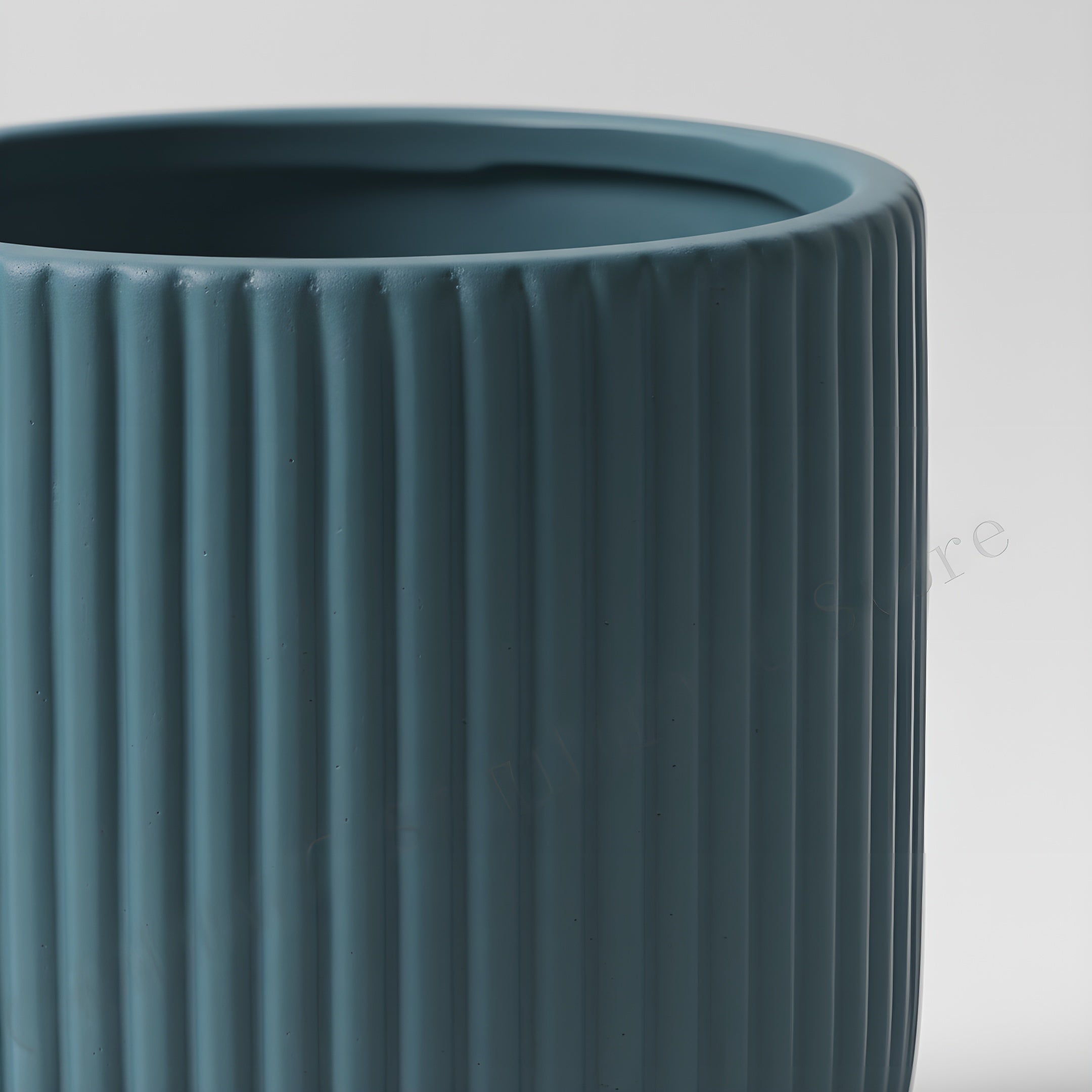 Pot de Fleur Céramique Scandinave - Stries Nordiques avec Plateau