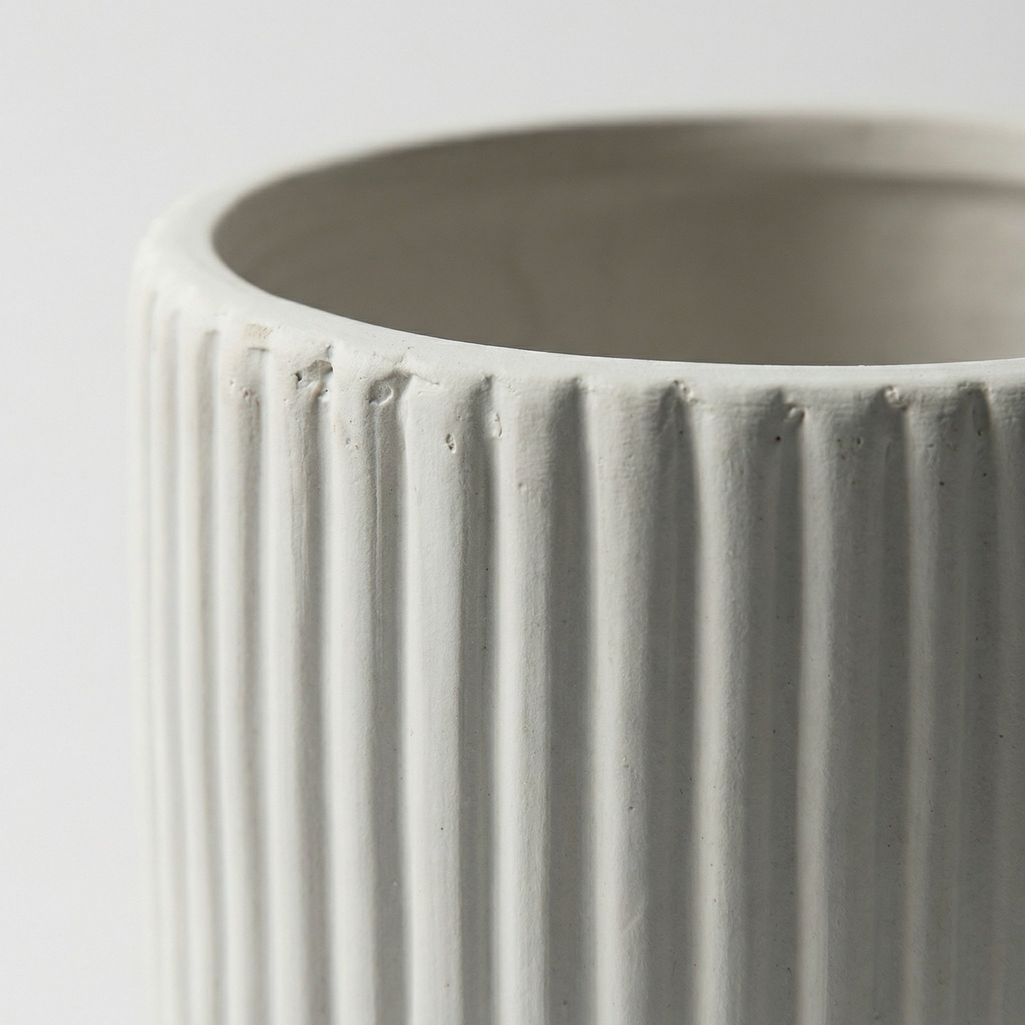 Pot de Fleur Céramique Scandinave - Stries Nordiques avec Plateau