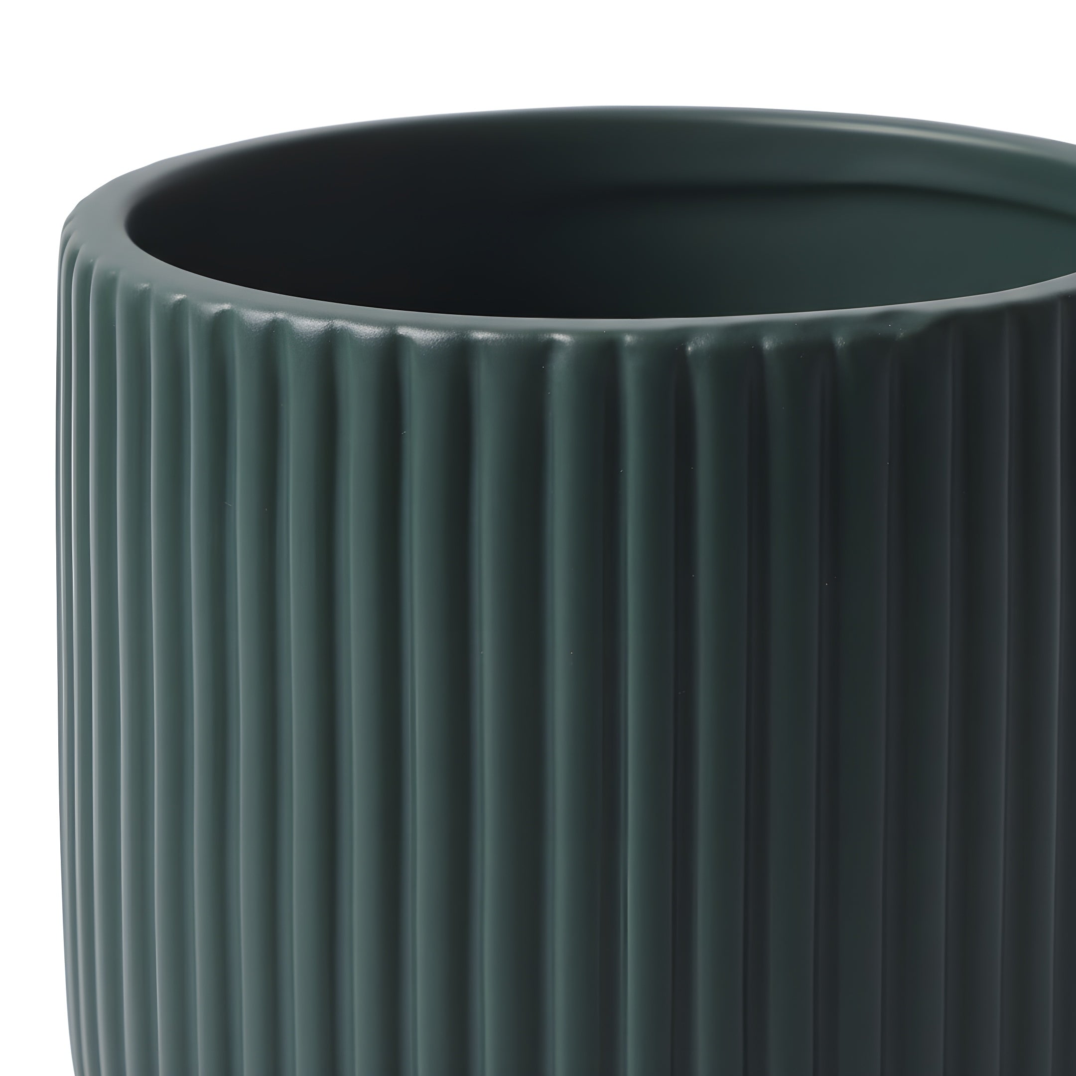 Pot de Fleur Céramique Scandinave - Stries Nordiques avec Plateau