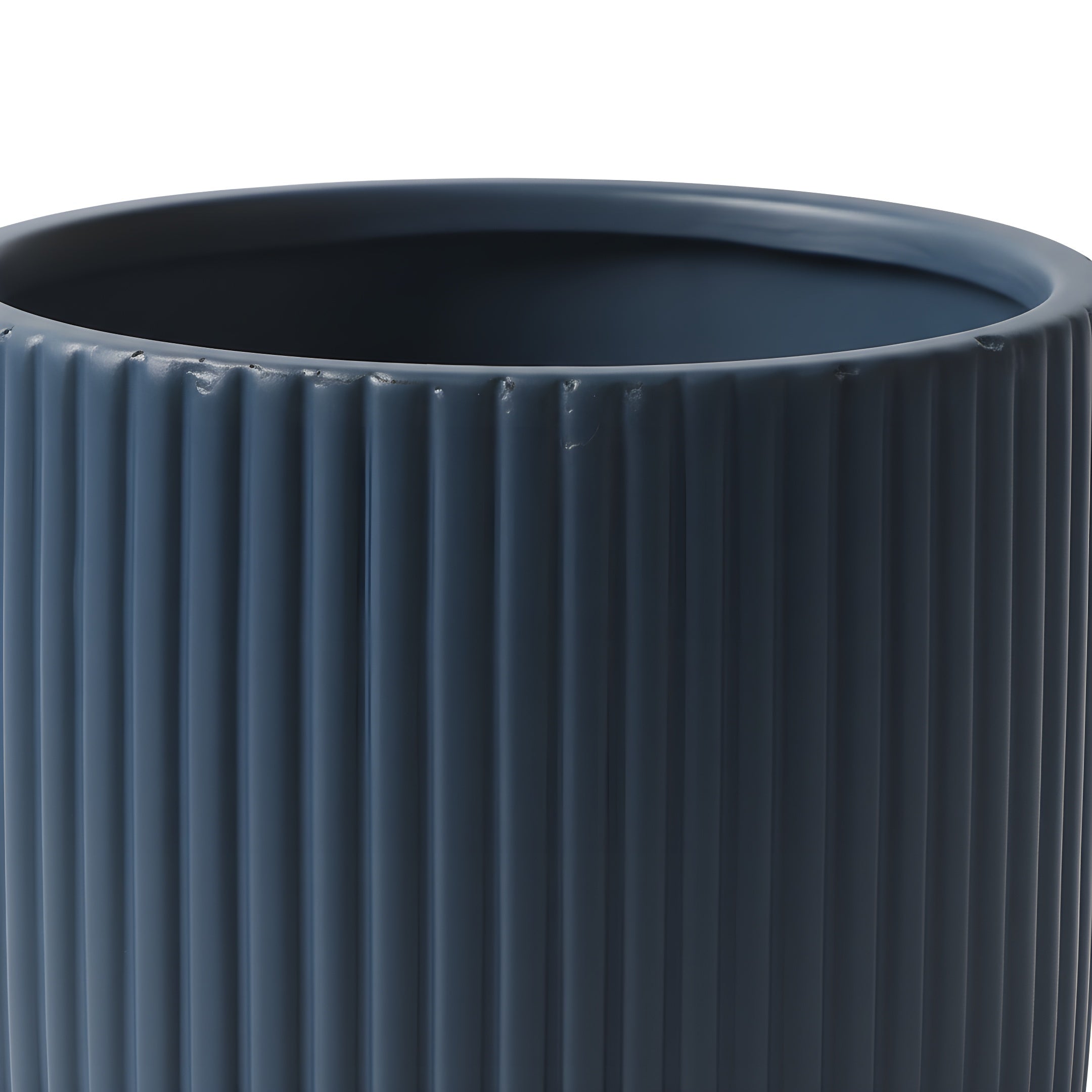 Pot de Fleur Céramique Scandinave - Stries Nordiques avec Plateau