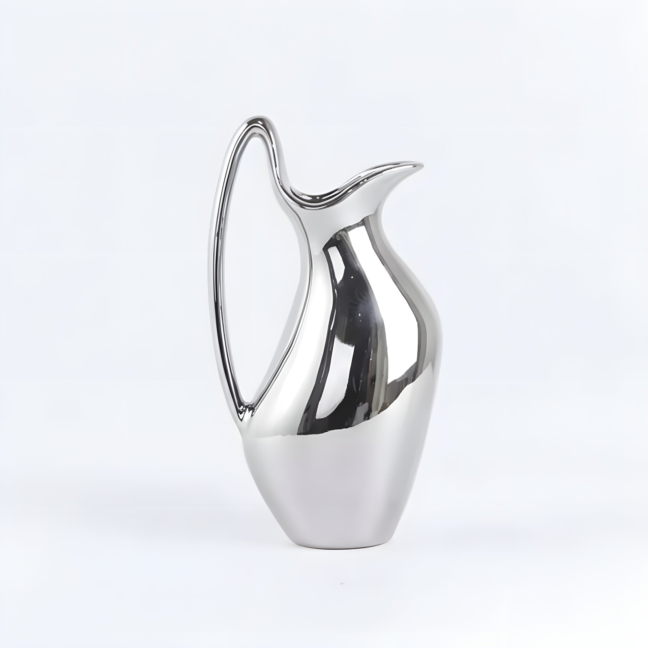 Vase Céramique Sculptural - Éclat Argent
