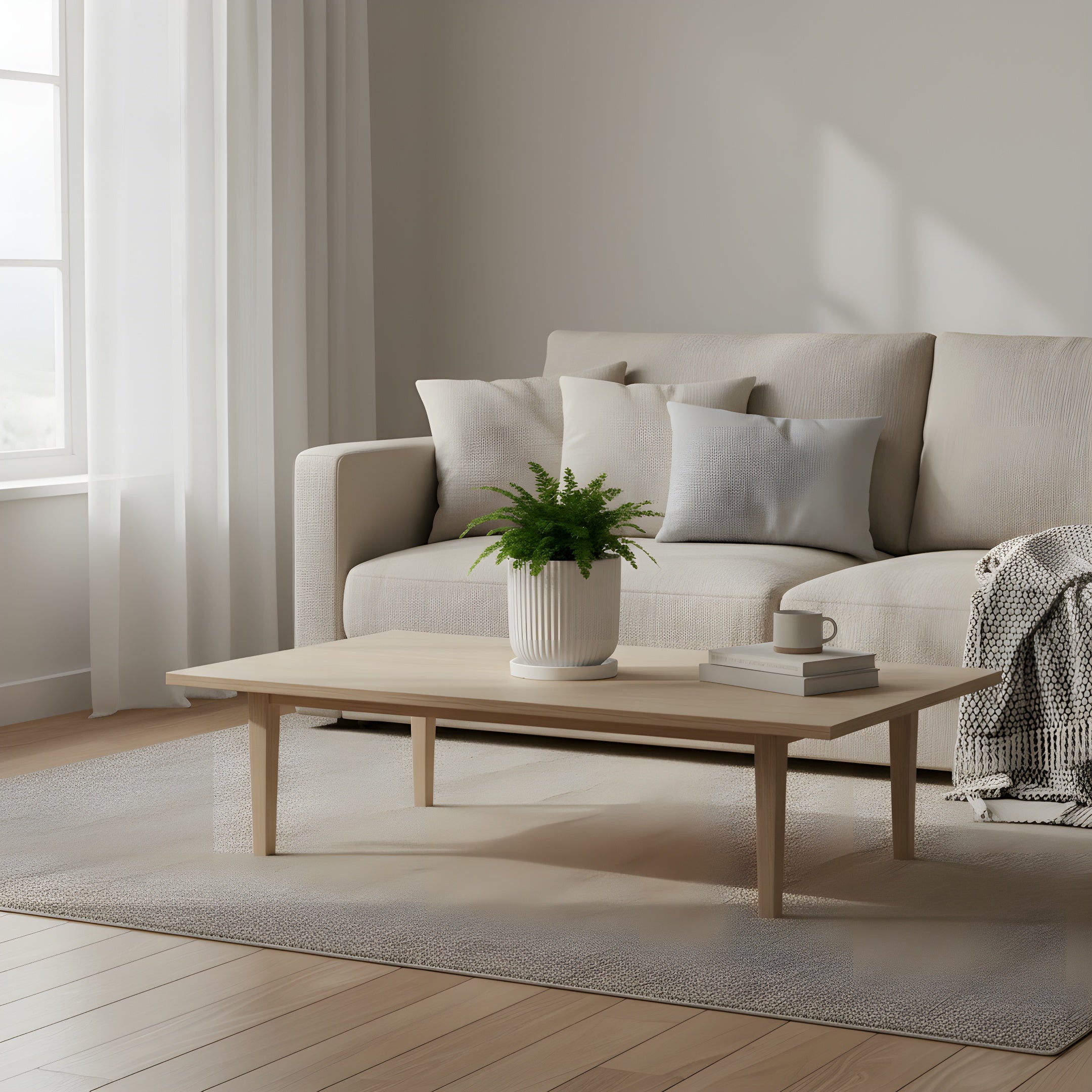Pot de Fleur Céramique Scandinave - Stries Nordiques avec Plateau