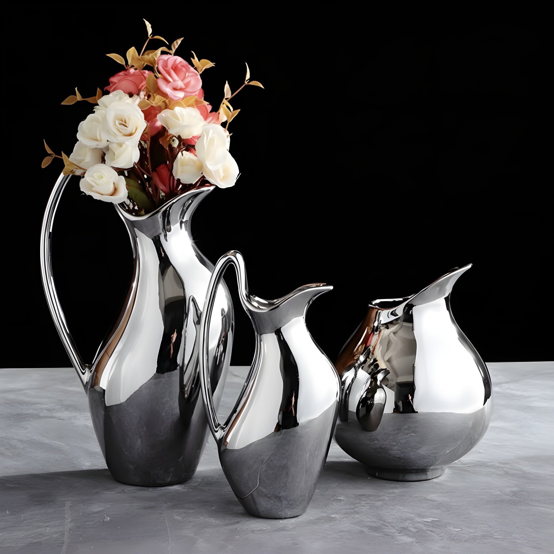 Vase Céramique Sculptural - Éclat Argent